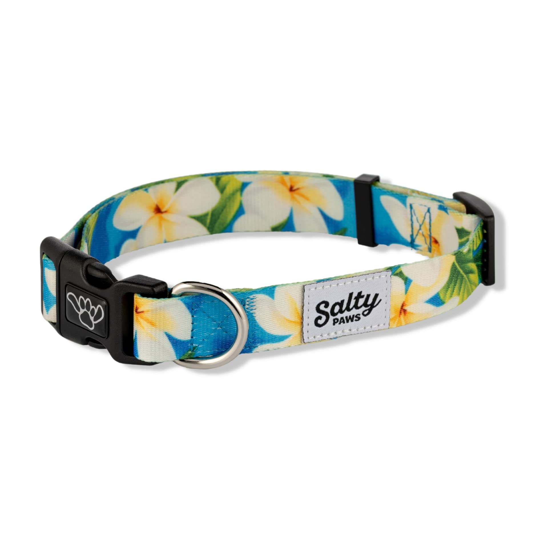 Shaka'S Salty Paws Boy & Girl Dog Collar Small Medium Large (Small Dog Collar Adj. 10-16'' For Dogs Up To 25 Lbs, Blue Floral Ha