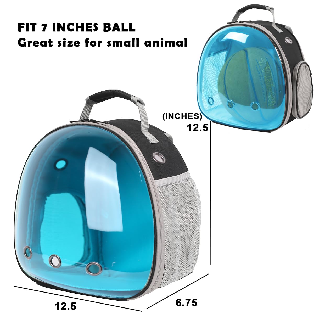 Guinea Pig Carrier, Guinea Pig Backpack With Clear Bubble Window (Black-Blue, Backpack)