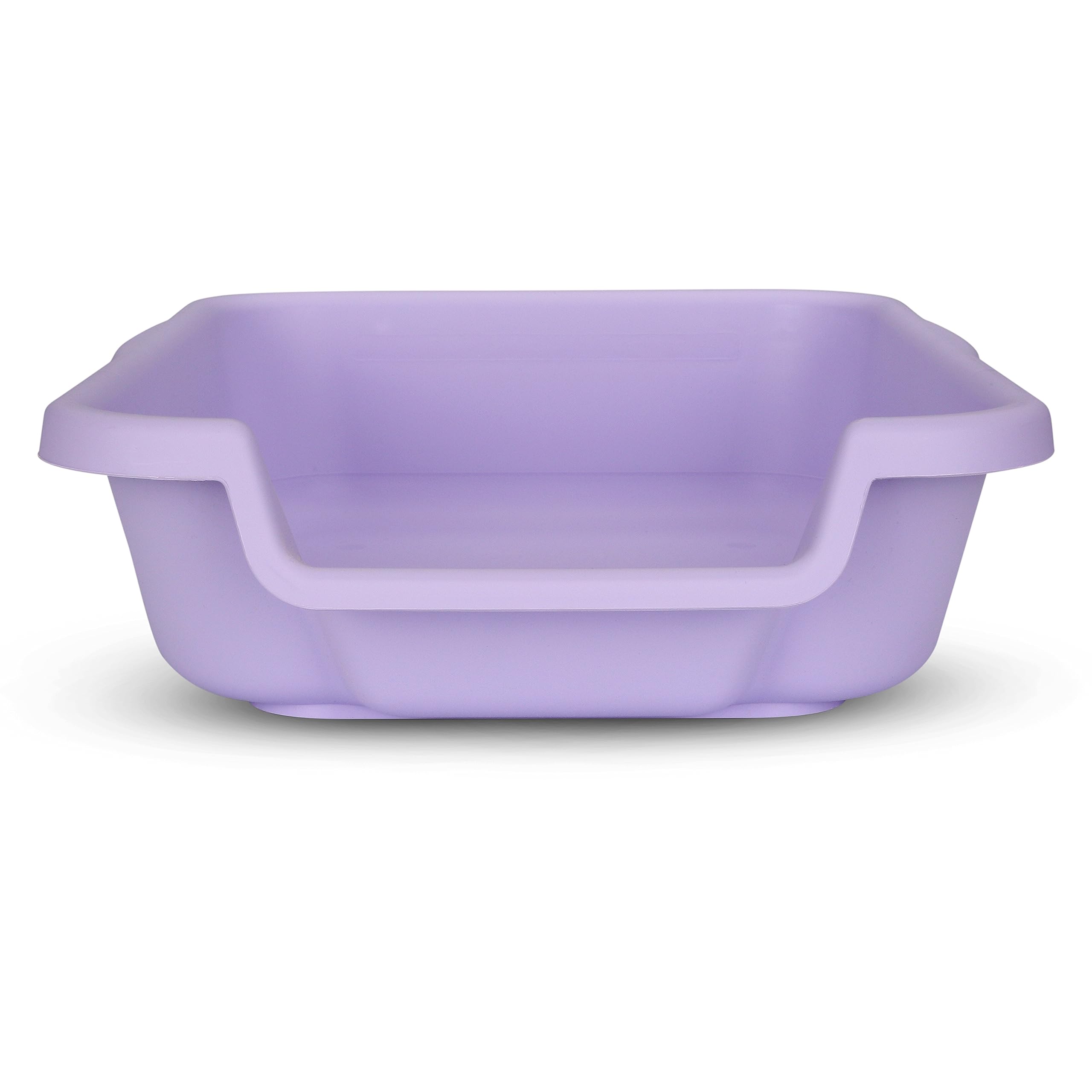 Kittygohere Senior Cat Litter Box 2 Pack, Small Storybook Lavender Low Entrance Kitty Litter Box Sized For Cats Comfort, Perfect