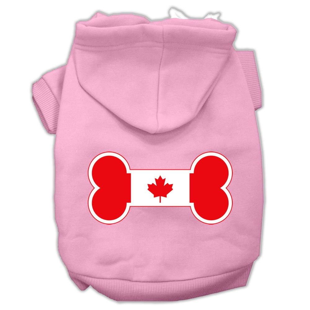 Mirage Pet Products 16&quot; Bone Shaped Canadian Flag Screen Print Pet Hoodie, X-Large, Light Pink