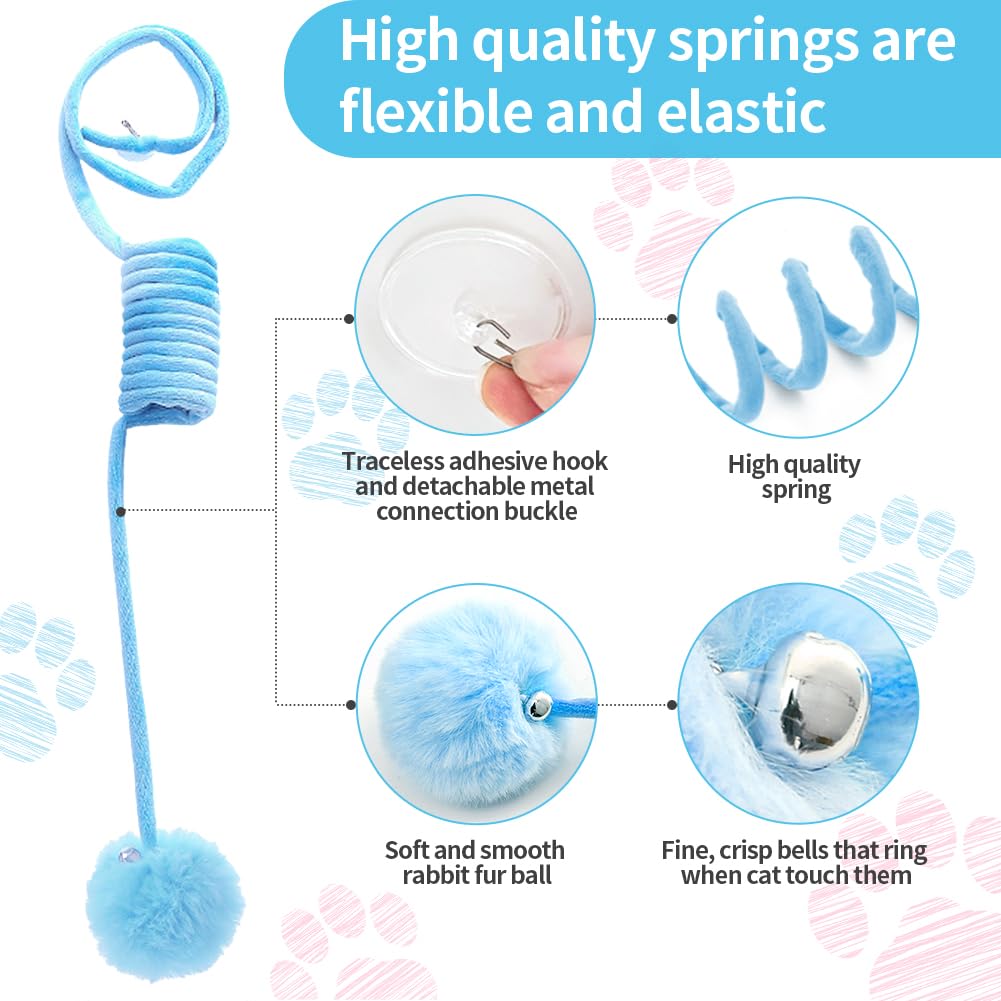 Mankoda Hanging Plush Cat Toy Ball, Interactive Cat Toys For Indoor Cats With Bell, Cat Springs To Keep Them Busy/Reduce Boredom