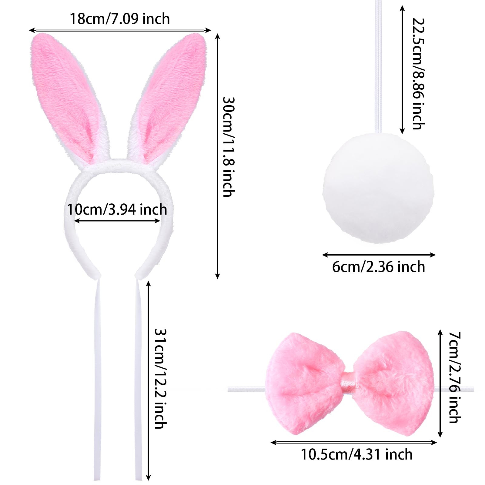 Sumersha 3Pcs Easter Dog Bunny Costume Set Pet Plush Rabbit Ears Headband Tail Bow Tie Collar For Small Medium Dogs Cats