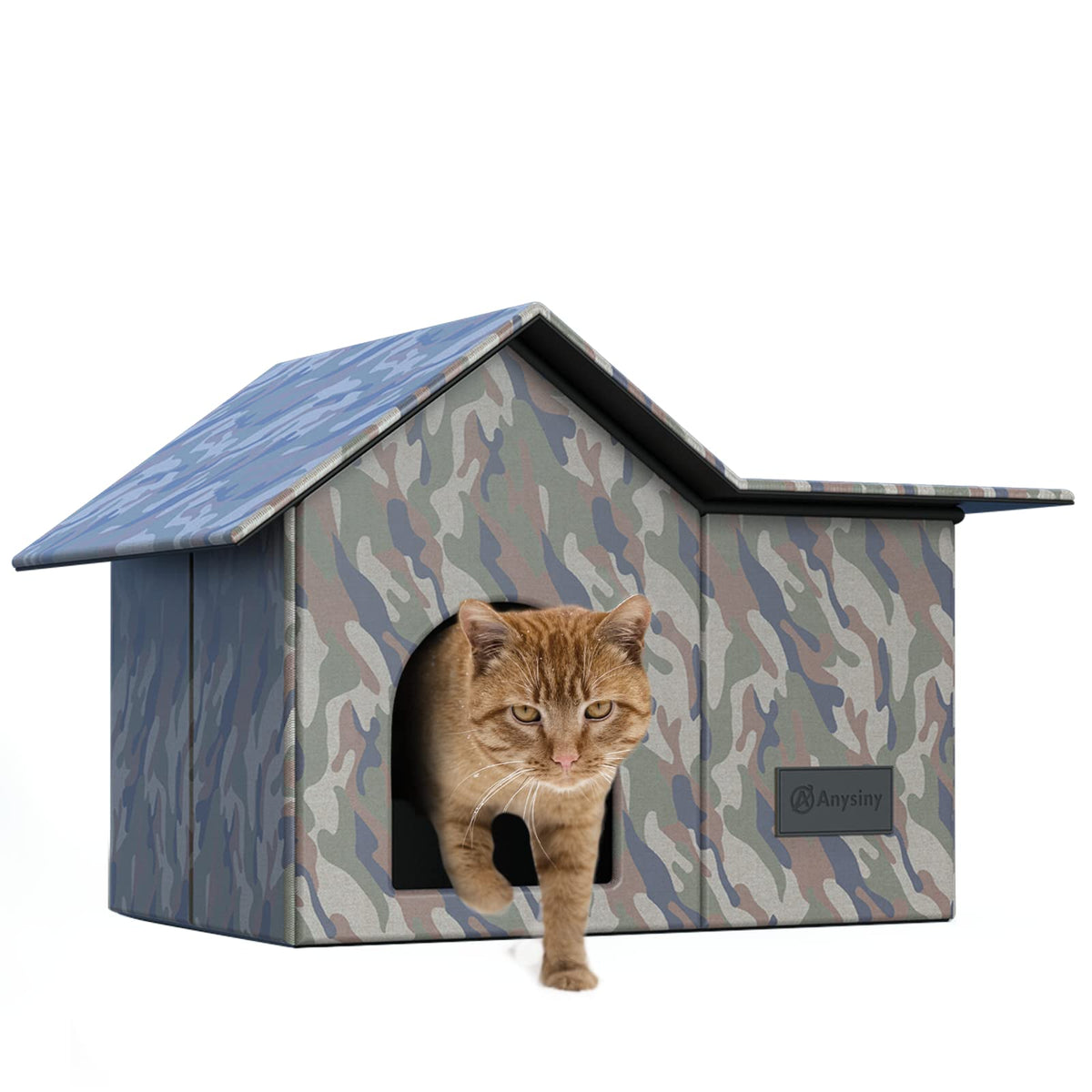 Outdoor Cat House-Large Weatherproof Cat Houses For Outdoor/Indoor Cats Feral Cats Shelter With Soft Mat (Camo)