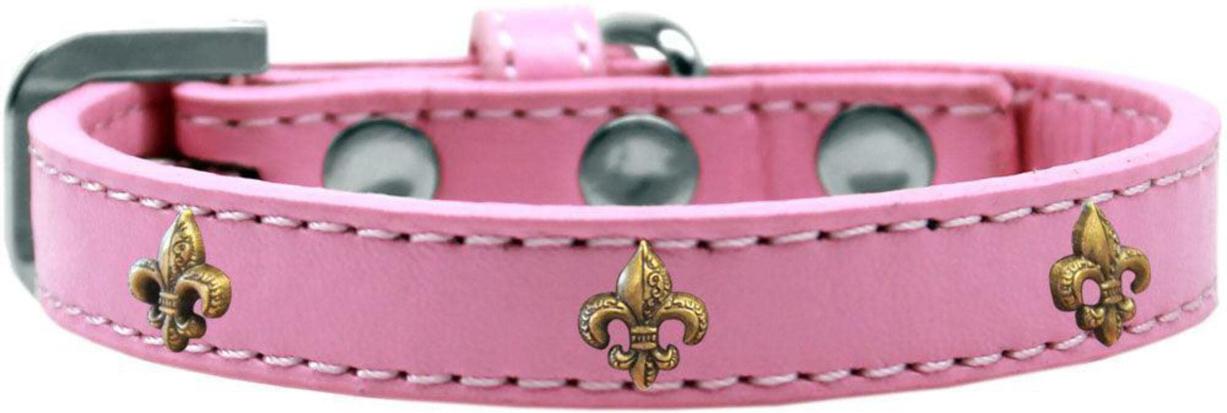 Dog, Puppy & Pet Widget Fashion Collar, Bronze Fleur De Lis Red 10