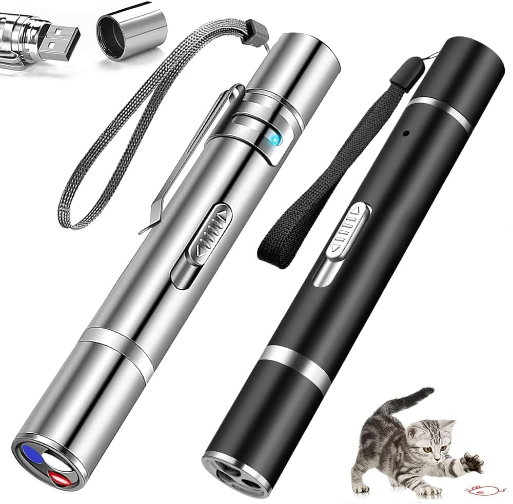 Glmsa Laser Pointer Cat Toy - 5Modes Pointer For Indoor Interactive, Cat Toys Red Light Pet Pointer Interactive To Busy Kitten D