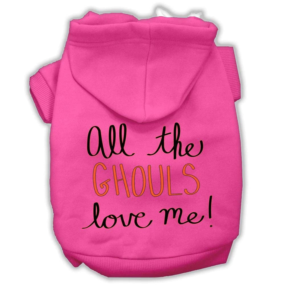 Halloween Pet, Dog & Cat Hoodie Screen Printed, 'All The Ghouls Love Me' Red Xl (14-20 Lbs.)