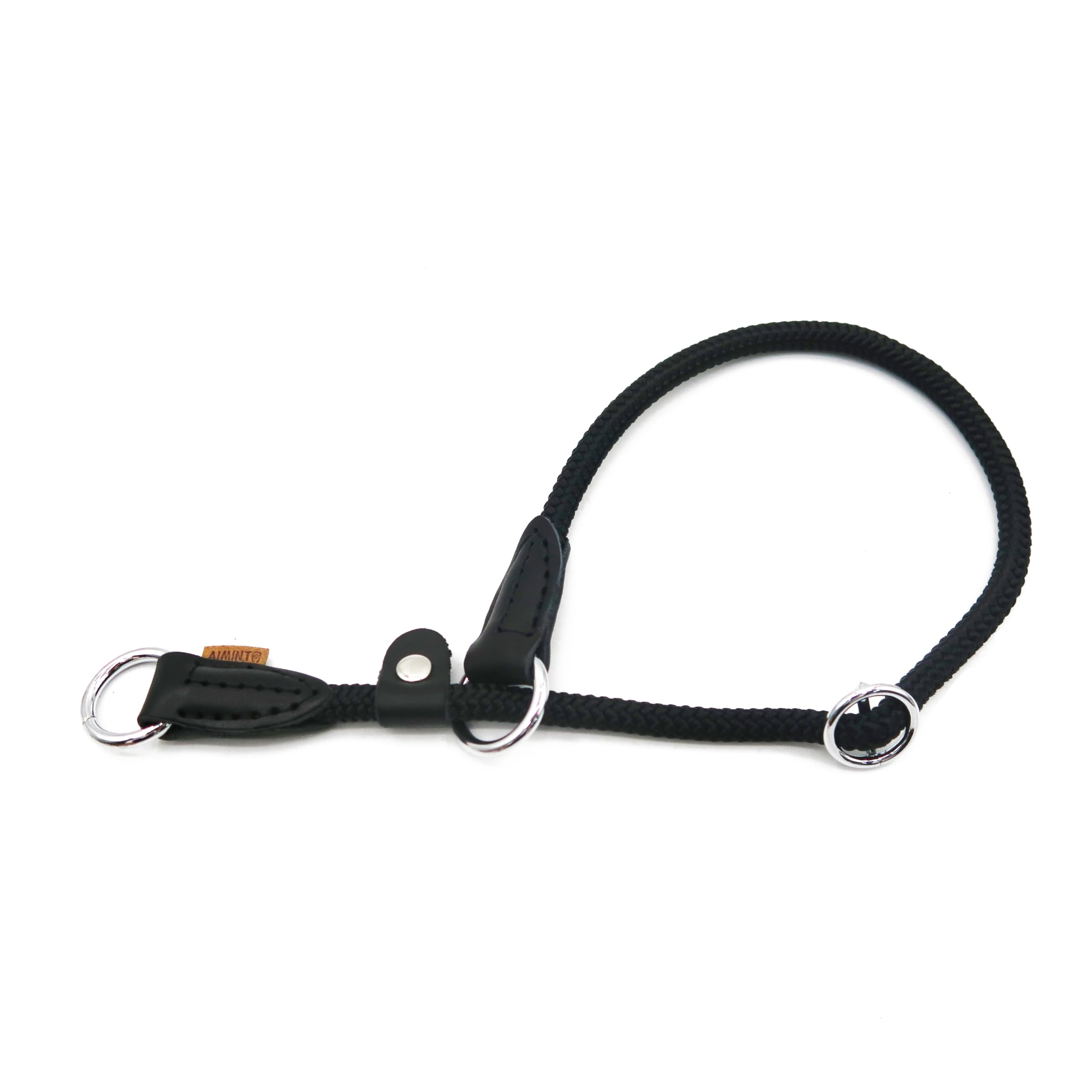 Aiminto Braided Round Martingale Dog Collar, Training Collar With Slidable Stop Ring And Adjustable Stopper - Ideal For Medium D