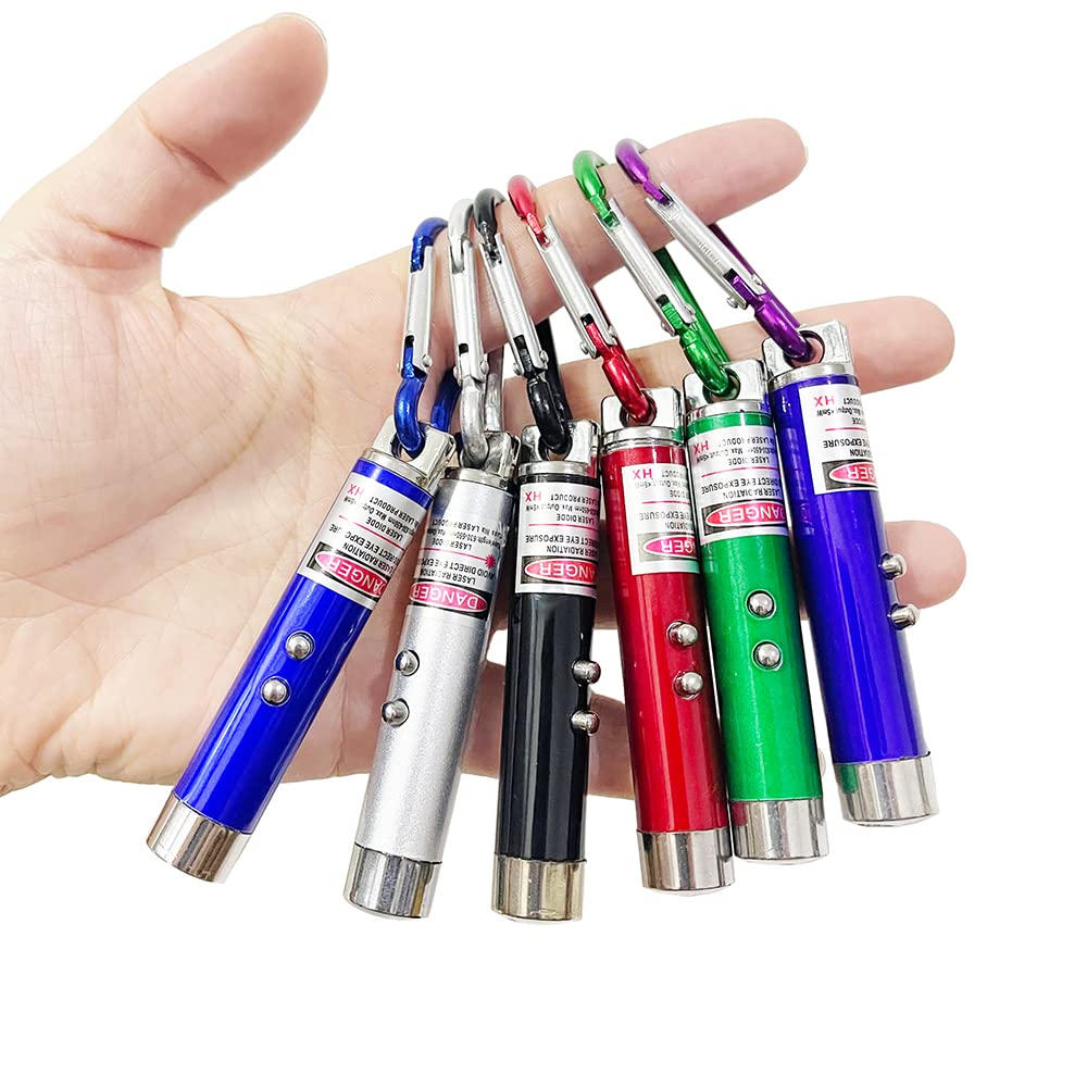 Wnzqk 6 Pcs Cat Toys Laser Pointer Mini Keychain Laser Pointer Led Flashlight Dog Cat Laser Toy Pet Remote Control Laser (6 Pcs 