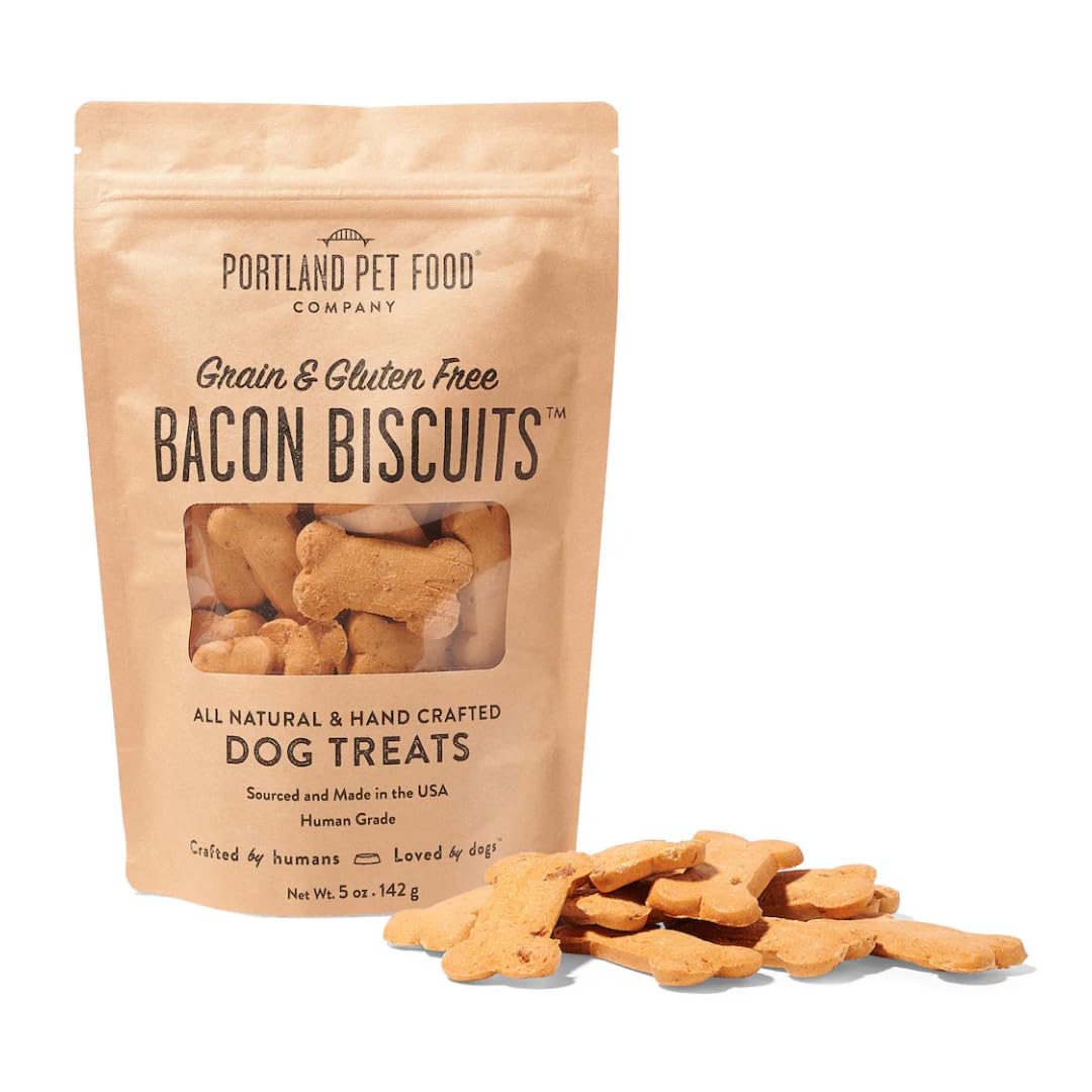 Portland Pet Food Company Bacon Dog Treats Healthy Biscuits for Large Medium & Small Dogs - Grain-Free, Human-Grade, All Natural