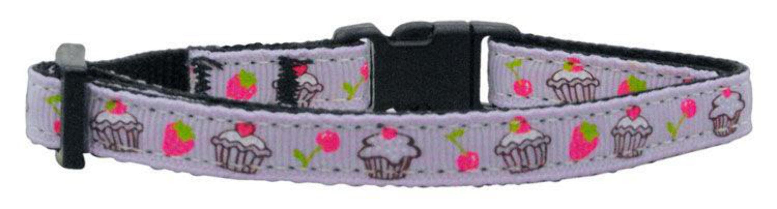 Mirage Pet Products Cupcakes Nylon Ribbon Collar for Pets, Small, Purple