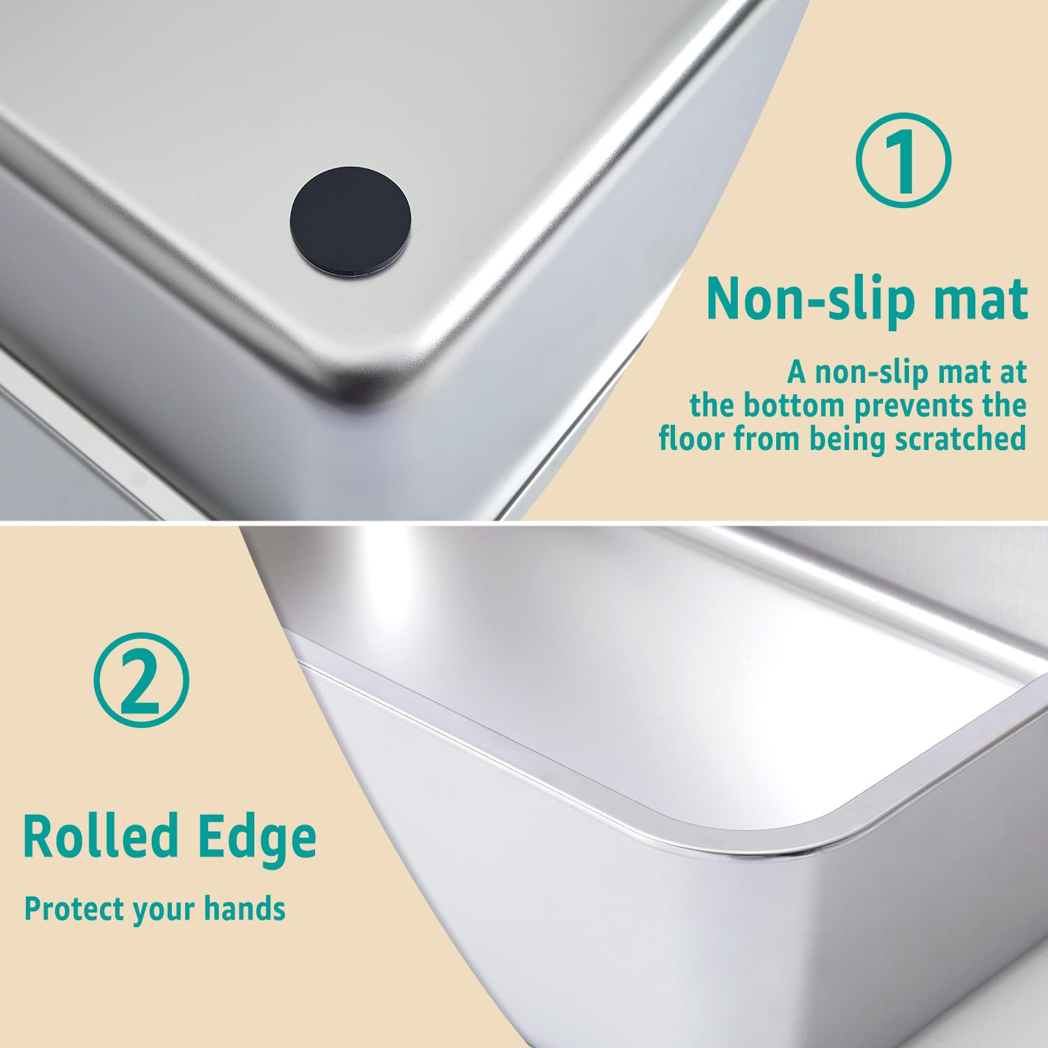 Jimeiqi Stainless Steel Litter Box 2 Pack, 17.5''X13.6''X13'' Standard Metal Cat Box With 15.7In High Sided Pee Shield, Non Stic