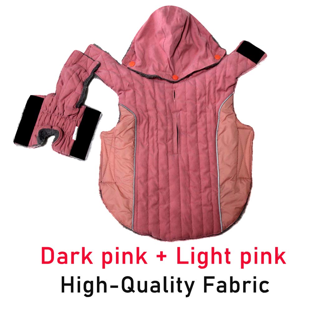 Joydaog Fleece Dog Hoodie For Large Dogs Super Warm Doggie Jacket For Cold Winter Dog Coats,Pink Xxxl
