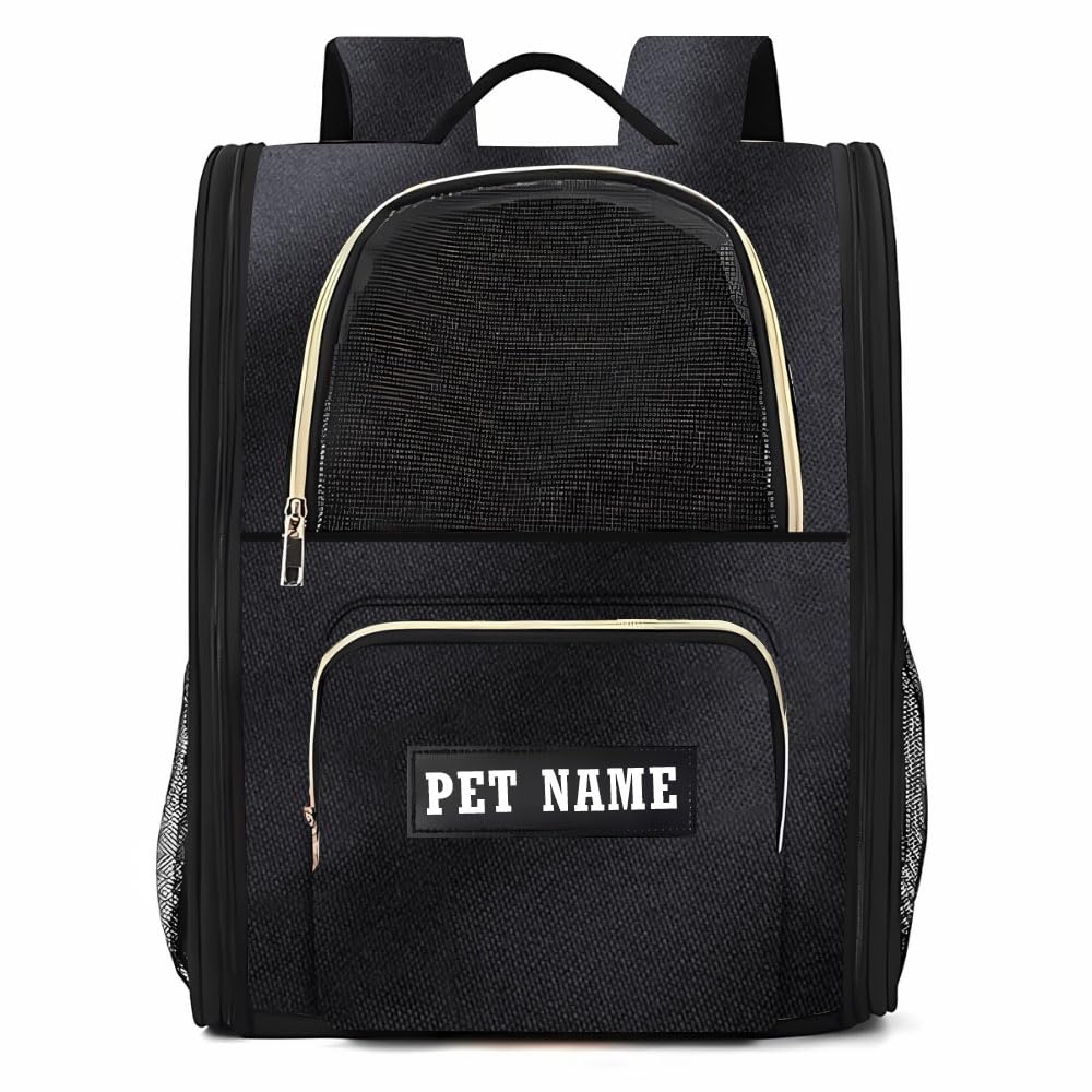 Kika Pets Goldfinch Dog Cat Bag Backpack Carrier | Dog Backpack Carrier Bag (Midnight Black) With Name Personalisation