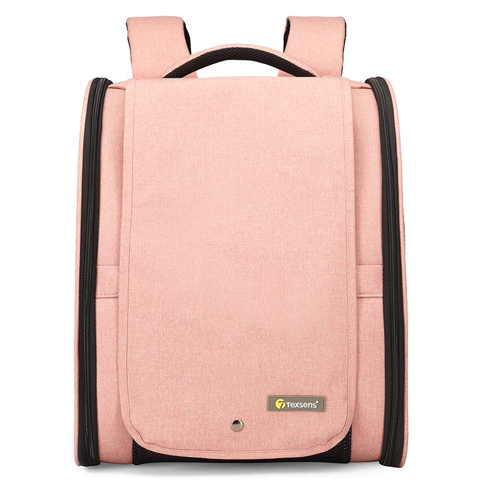 Texsens Pet Carrier Backpack With Window Blind For Small Cats Dogs, Ventilated Design, Safety Straps, Buckle Support, Collapsible, Designed For Travel, Hiking, Winter Outing, Outdoor, Go To Vet