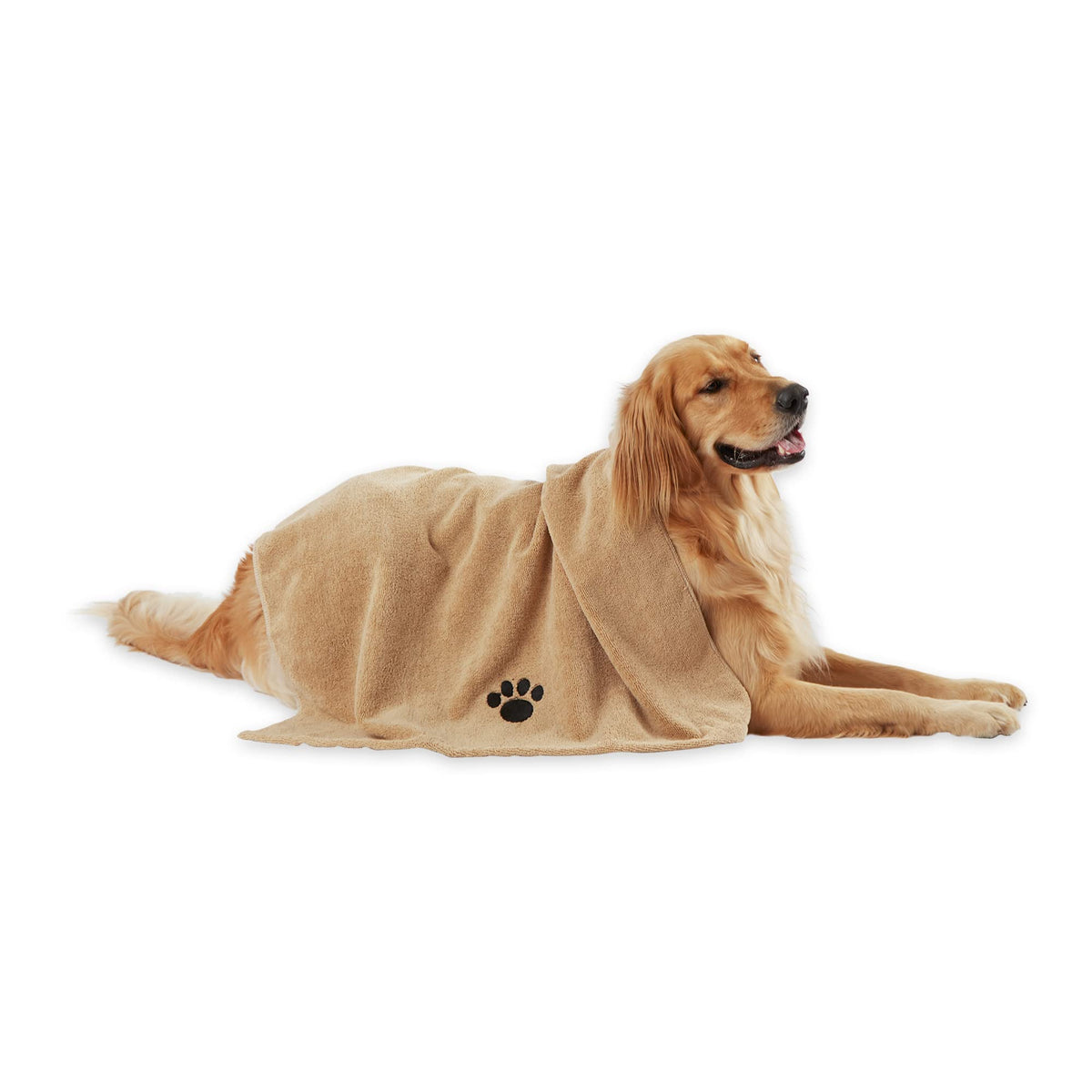 Bone Dry Pet Grooming Towel Collection Absorbent Microfiber X-Large, 41X23.5'', Embroidered Taupe