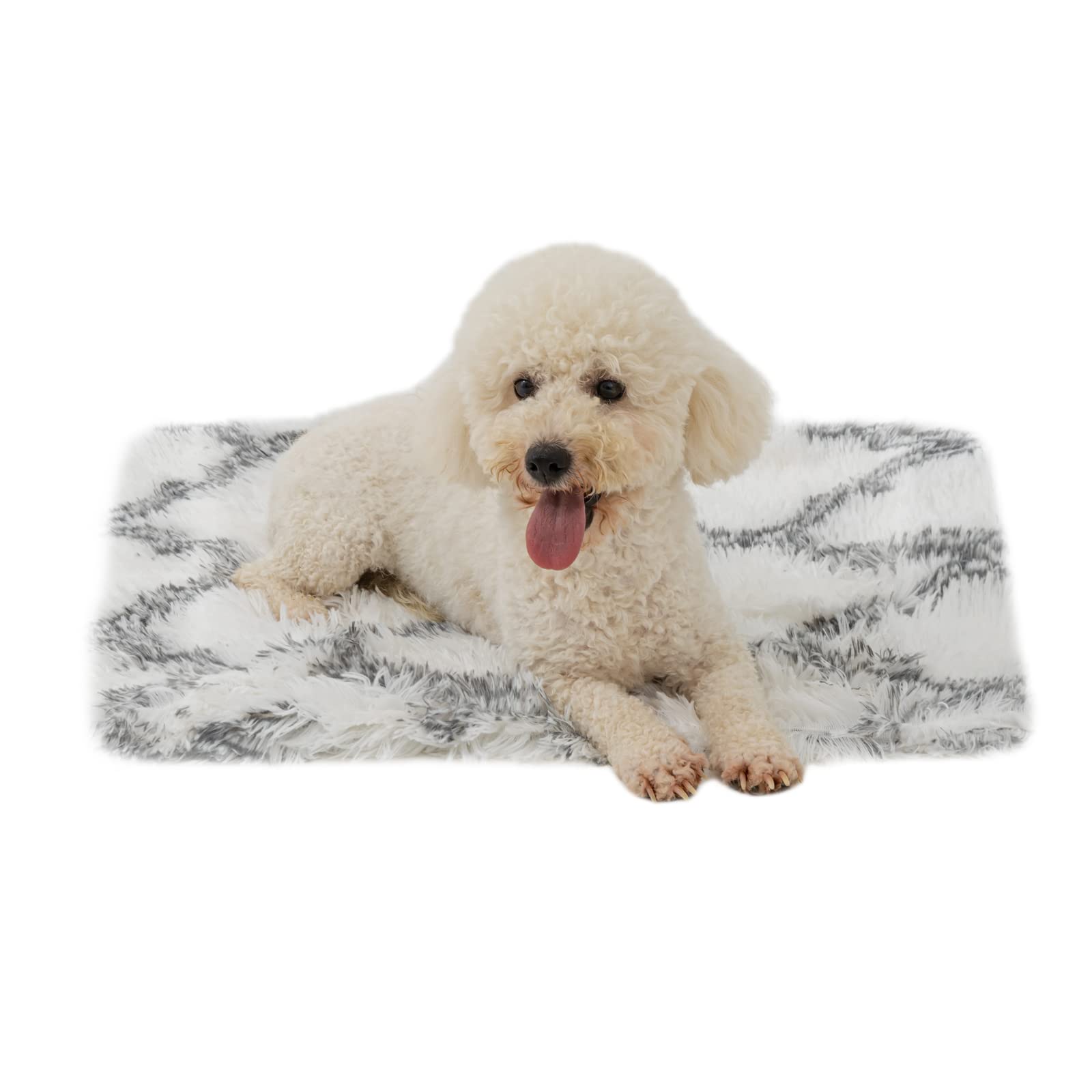 Pjyucien Fluffy Fleece Calming Pet Throw Blanket, Super Soft And Warm For Indoor Cats And Dogs, Small 16 * 24', Machine Washable, Grey Diamond Pattern, White Puppy Blanket