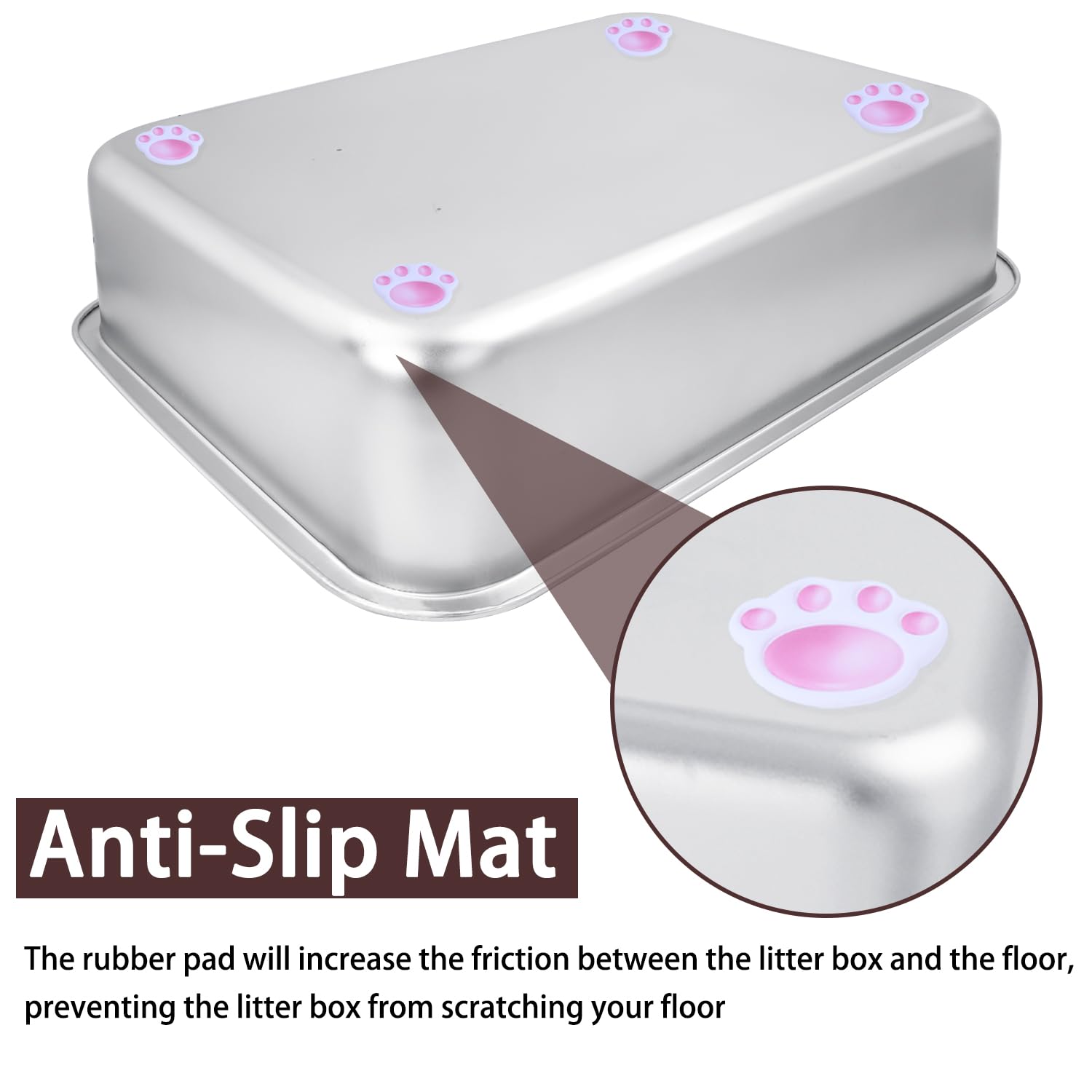 HNeekyr Small Stainless Steel Litter Box, 17.5''  13.6''  4'' Metal Litter Box Low Side Easy Entry, Rust-Proof, Non Stick, No Sm