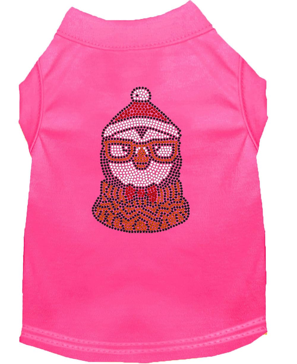 Christmas Pet Dog & Cat Shirt Rhinestone, 'Hipster Penguin' Bright Pink 2Xl (20-25 Lbs.)