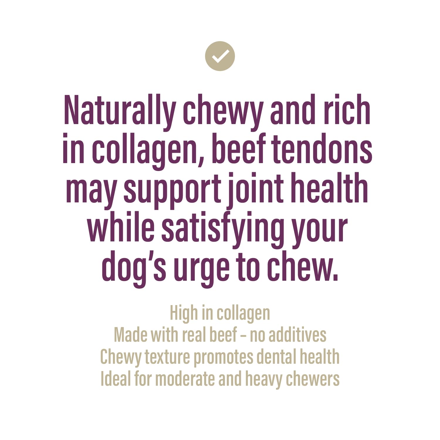 Chewers Joy Beef Tendons 5-6 (4oz) - Natural Dog Treats - Single Ingredient Long-Lasting Chews, High Protein