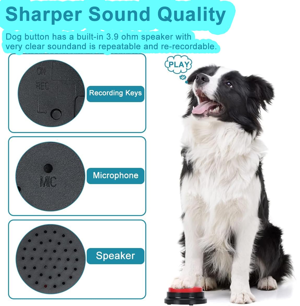6 Pcs Dog Talking Button Set, Dog Buttons For Communication 30S Voice Recording Speaking Button Pet Speech Training Buzzers With