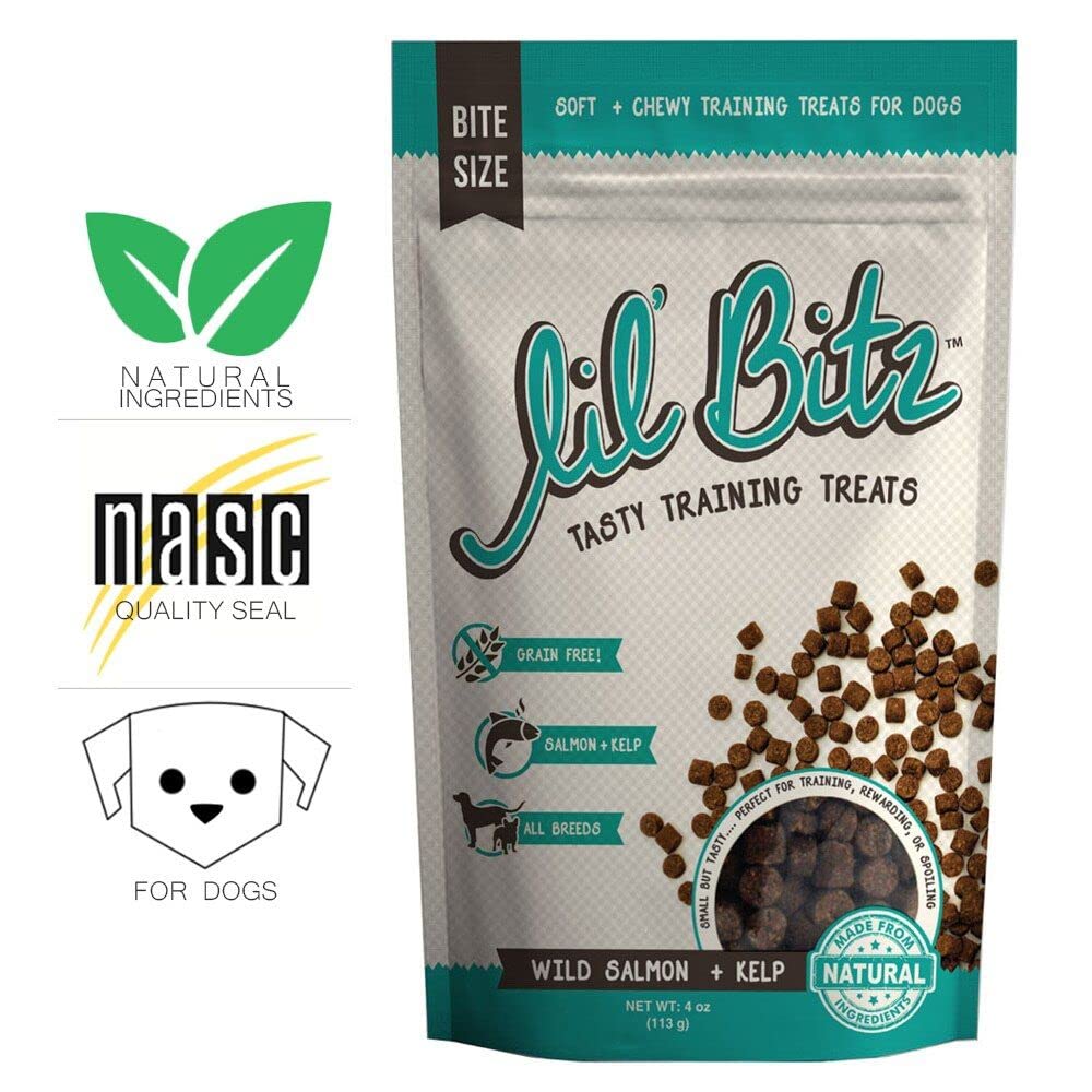 Lil Bitz Training Treats for Dogs and Cats (1 Pack, All Dog Sizes - Wild Salmon + Kelp)