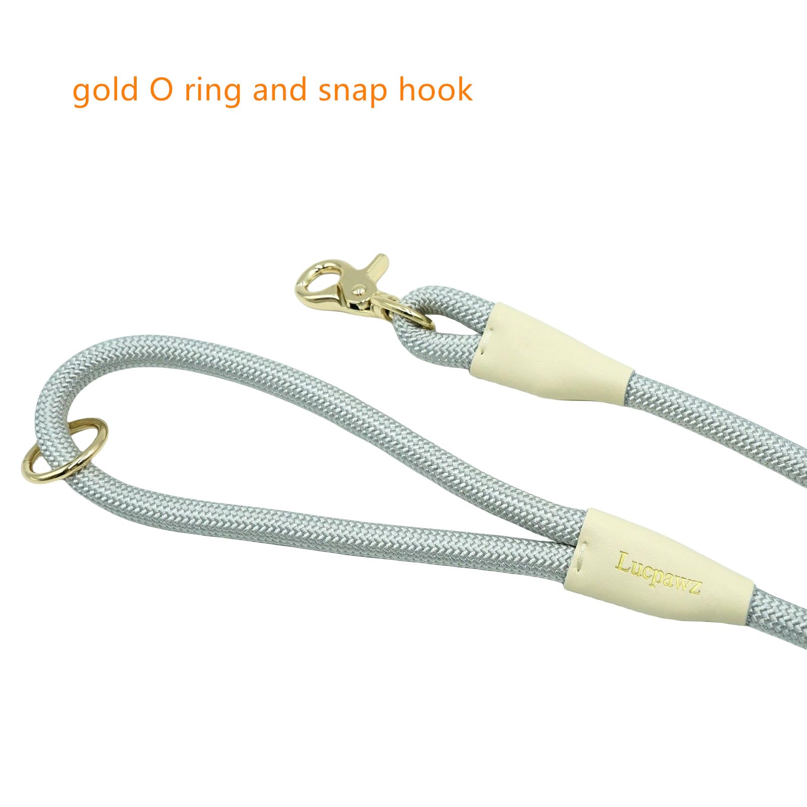 Lucpawz Lobster Snap Pet Leash 5Ft, Special Strong Nylon Rope Dog Leash, Solid Color Rope Dog Lead For All Breeds (Grey, 5Ft *10