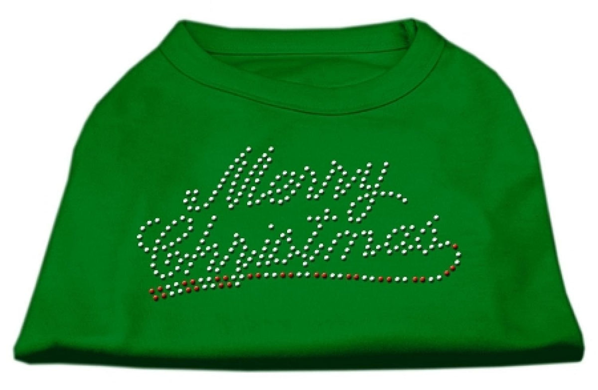 Mirage Pet Products 20-Inch Merry Christmas Rhinestone Print Shirt for Pets, 3X-Large, Emerald Green