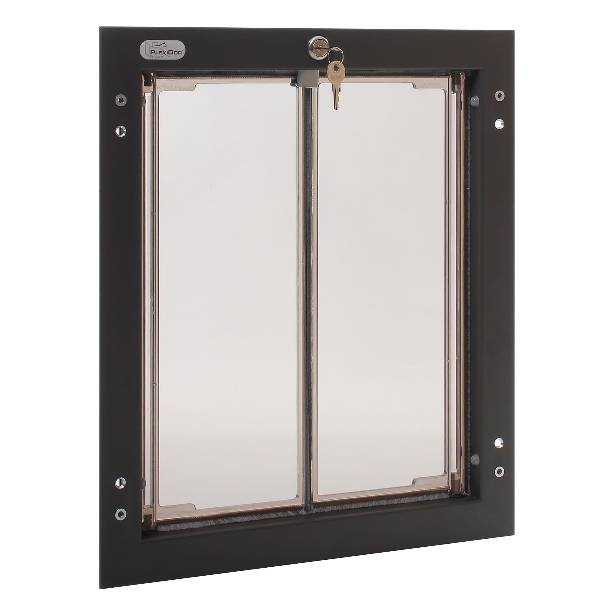 Plexidor Performance Pet Doors For Dogs And Cats - Door Mount Dog Door With Lock And Key - Bronze, Large Sizes