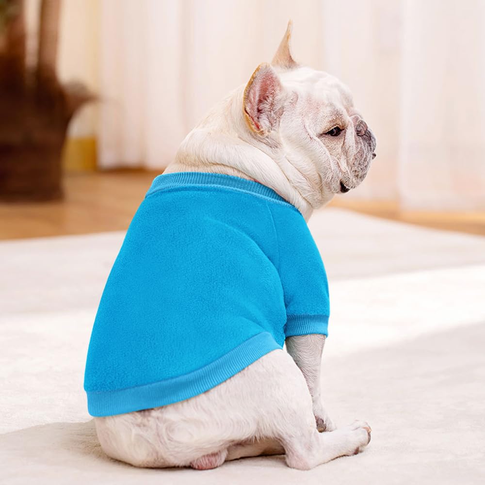 Idepet Dog Fleece Sweater - Soft Puppy Sweatshirt & Warm Winter Shirt For Small Dogs & Cats (Blue, Small)