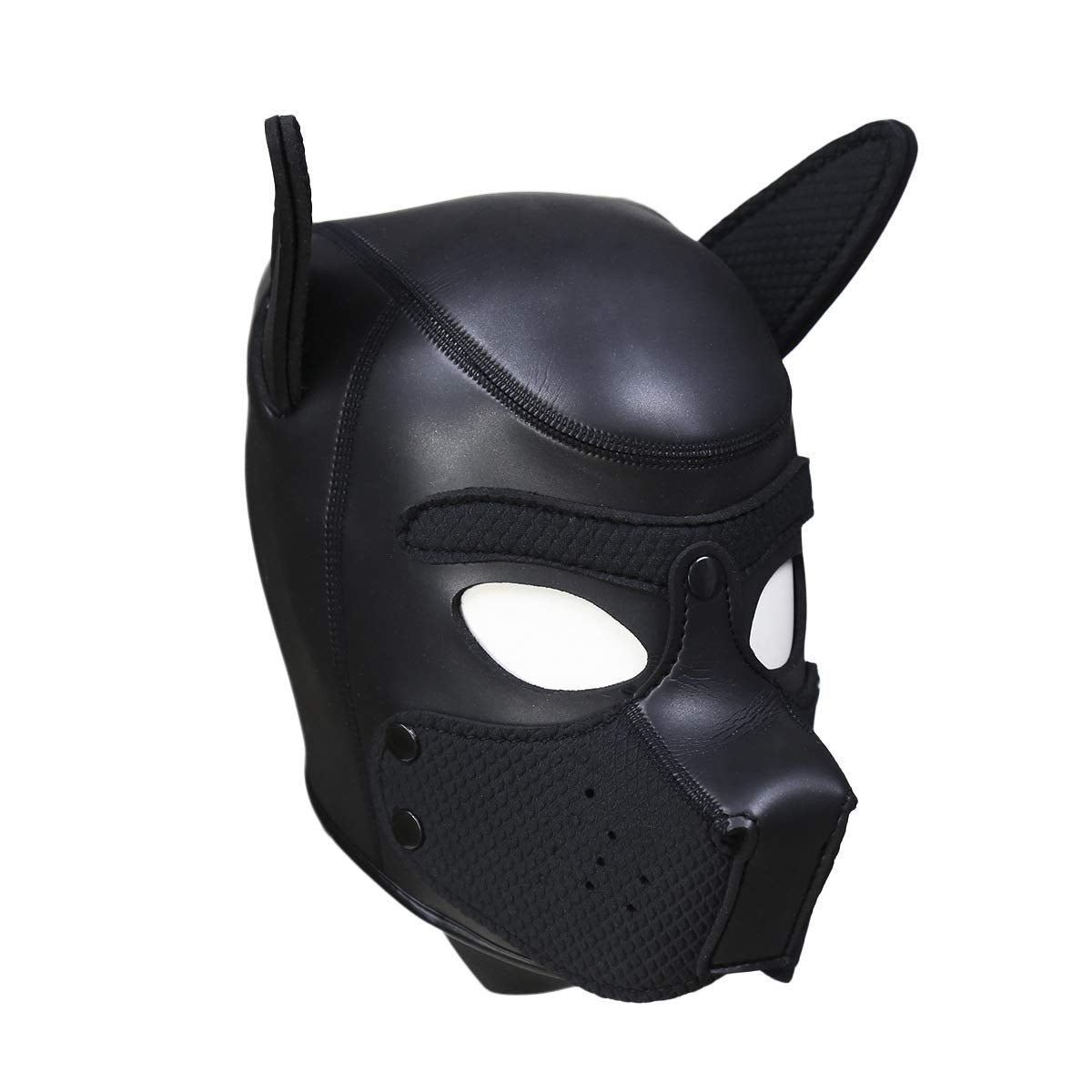 Quyuwowo Neoprene Dog Full Face Puppy Mask Removable Pup Hood Halloween Mask (Black, Mask)