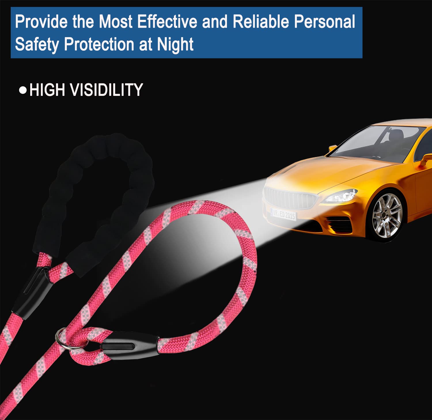 Durable Dog Leash, 6 Ft Strong Training Dog Leash With Comfortable Padded Handle And Highly Reflective Threads For Small Medium