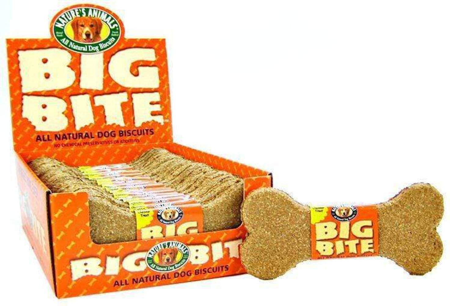 NatureS Animals Inc. Dnt00245 24-Piece Big Bite Bone Dog Biscuits Display, Cheesiest Cheddar Cheese, 8-Inch