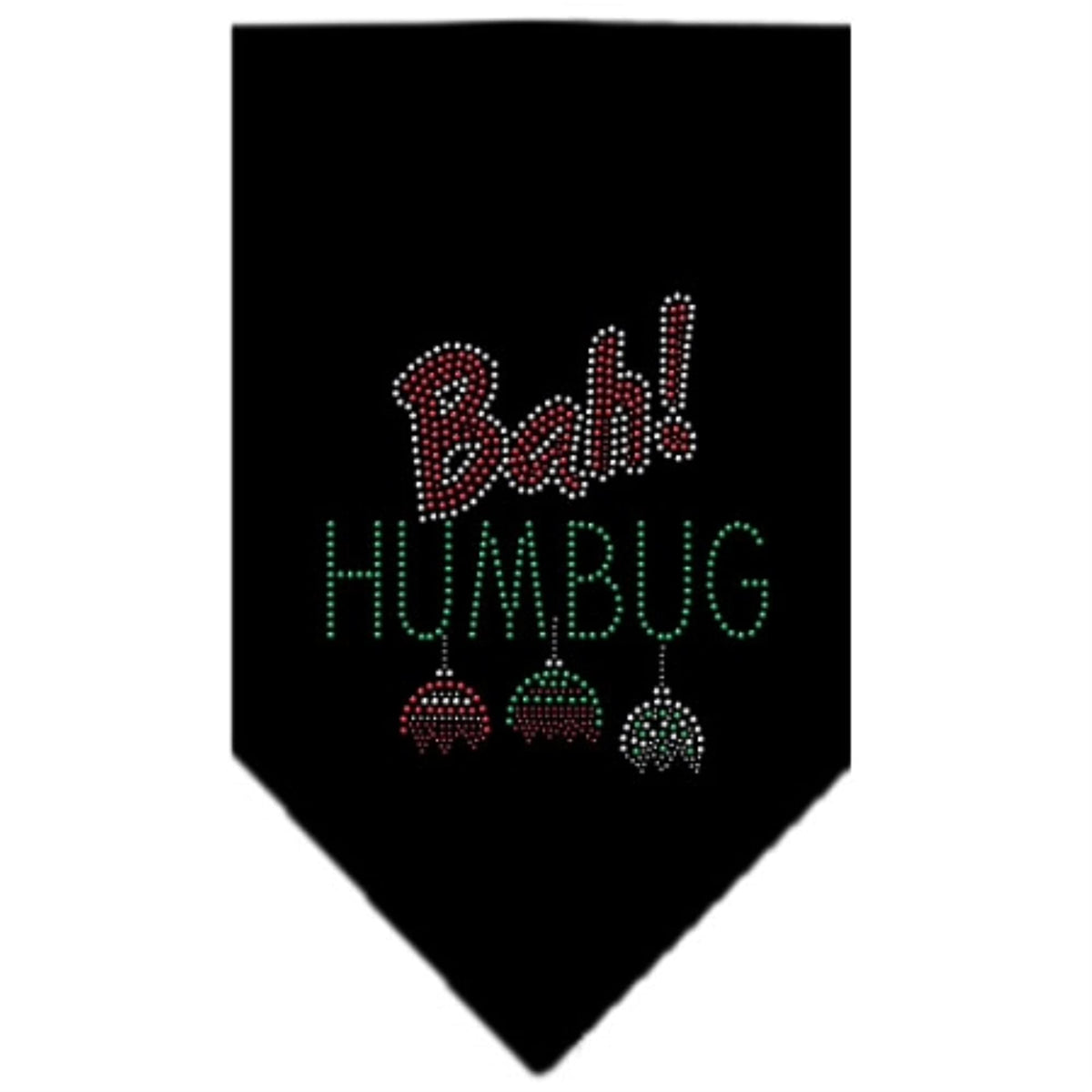 Christmas Pet and Dog Bandana Rhinestone, Bah Humbug Black Large