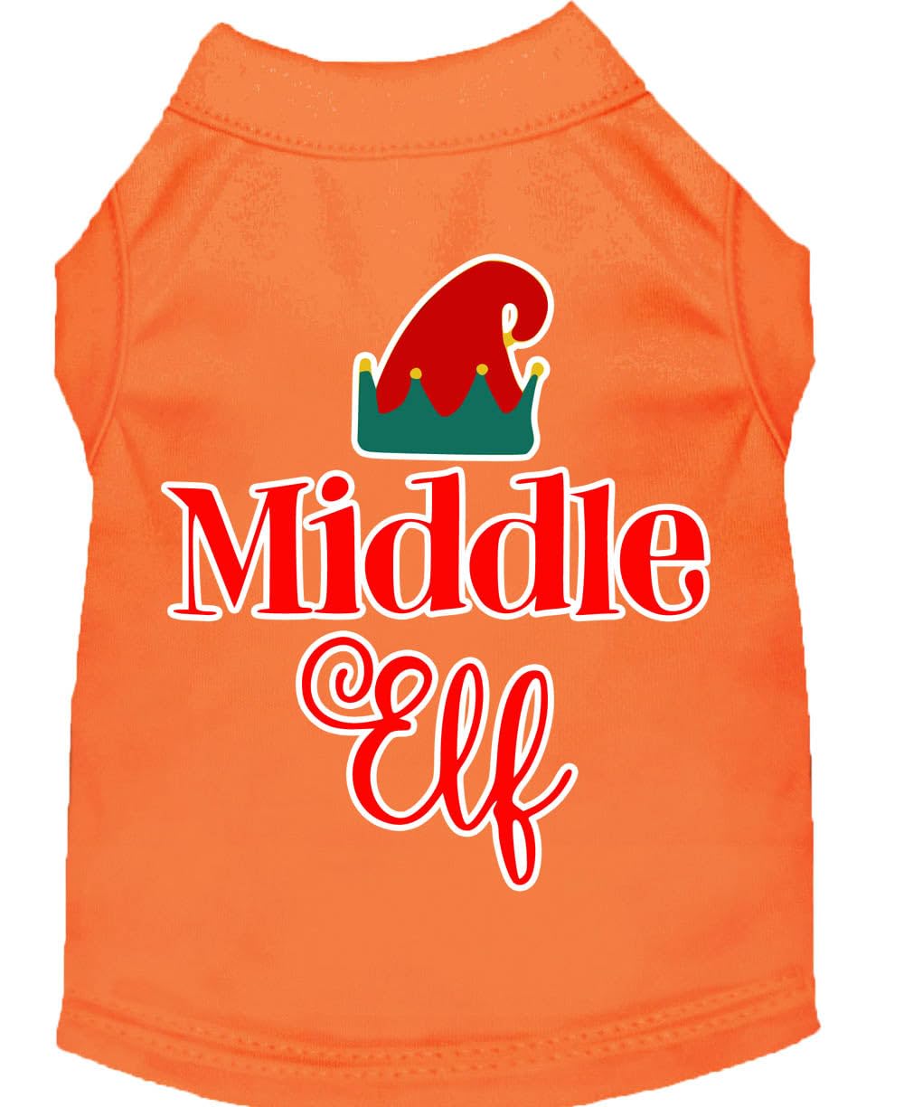 Christmas Pet Dog & Cat Shirt Screen Printed, &quot;Middle Elf&quot; Orange XS (0-3 lbs.)