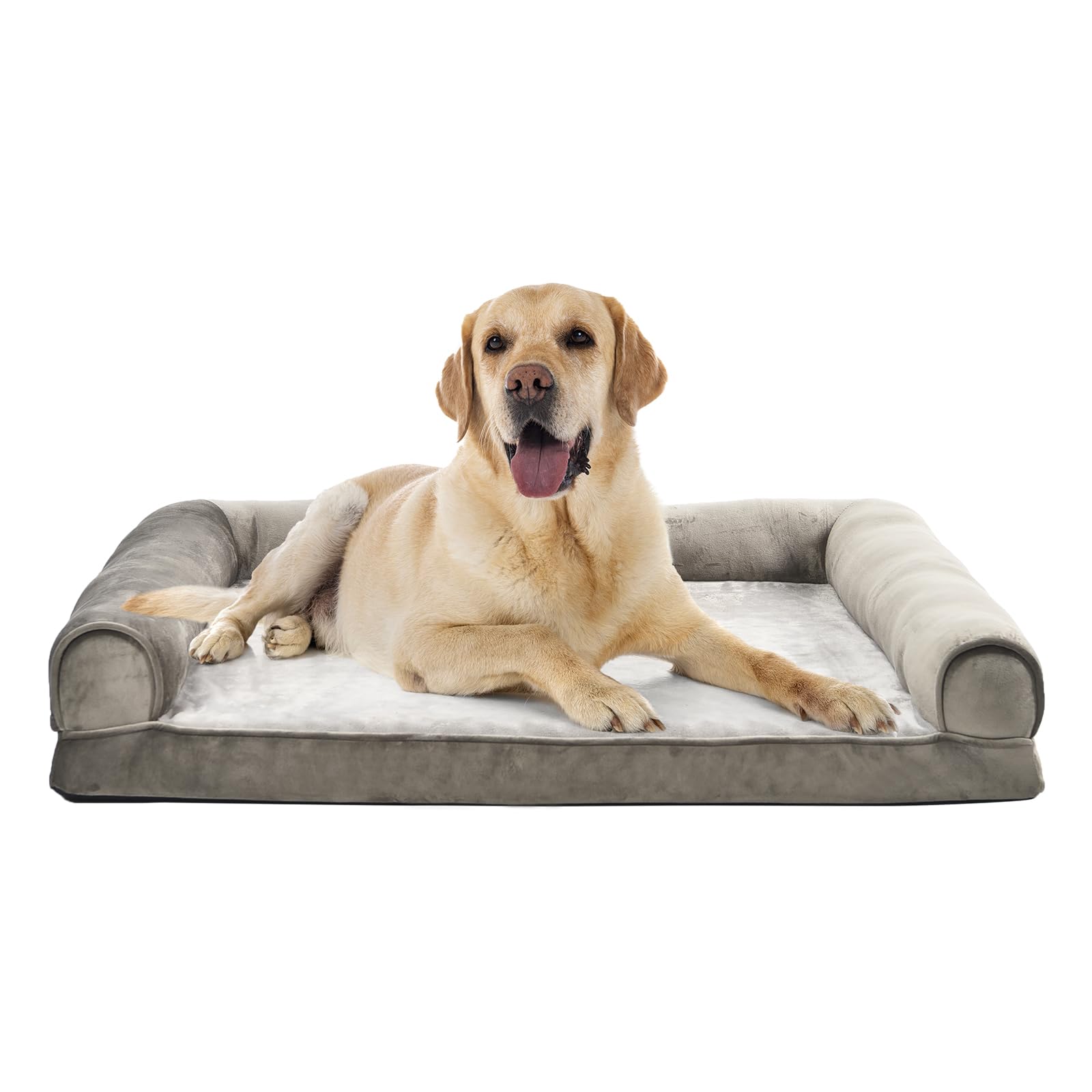 Amazon Basics Orthopedic Dog Bed Medium - Couch Style, Machine Washable, Non-Skid Removable Cover, 36'' X 27'' X 6.5'', Brown