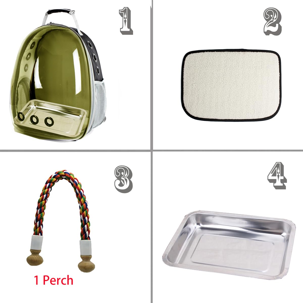Bird Carrier Cage, Bird Travel Backpack With Stainless Steel Tray And Standing Perch