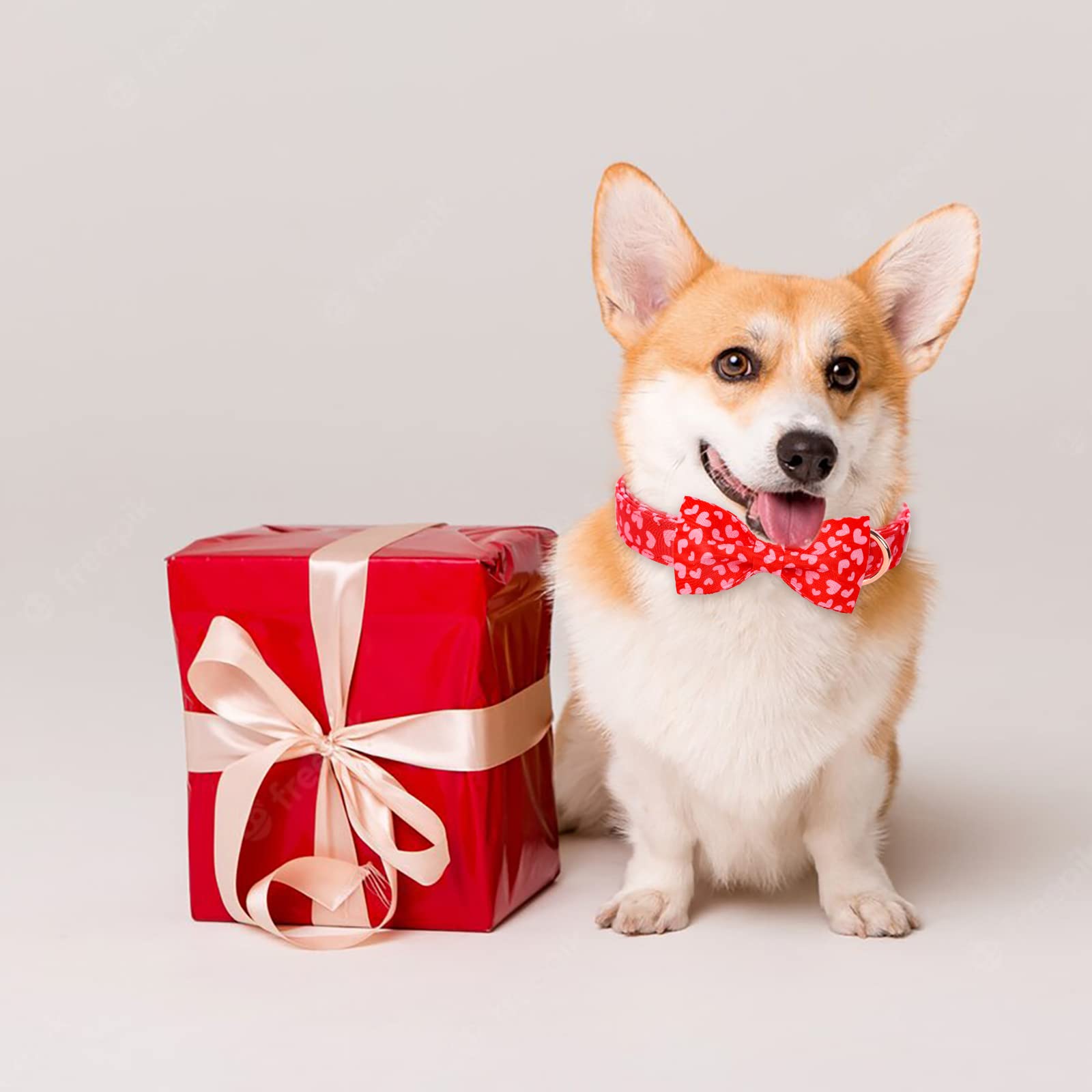 Babole Pet Valentine'S Day Dog Collar With Bow Tie, Pink Red Love Male Dog Collar With Safety Metal Buckle Adjustable Puppy Collars For Small Medium Large Boy & Girl Dog,S-Neck 10'-16'