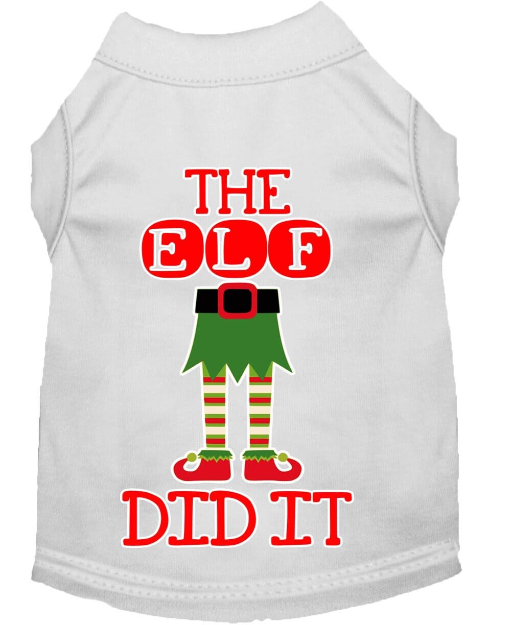 Christmas Pet Dog & Cat Shirt Screen Printed, &quot;The Elf Did It&quot; Baby Blue 3XL (25-35 lbs.)