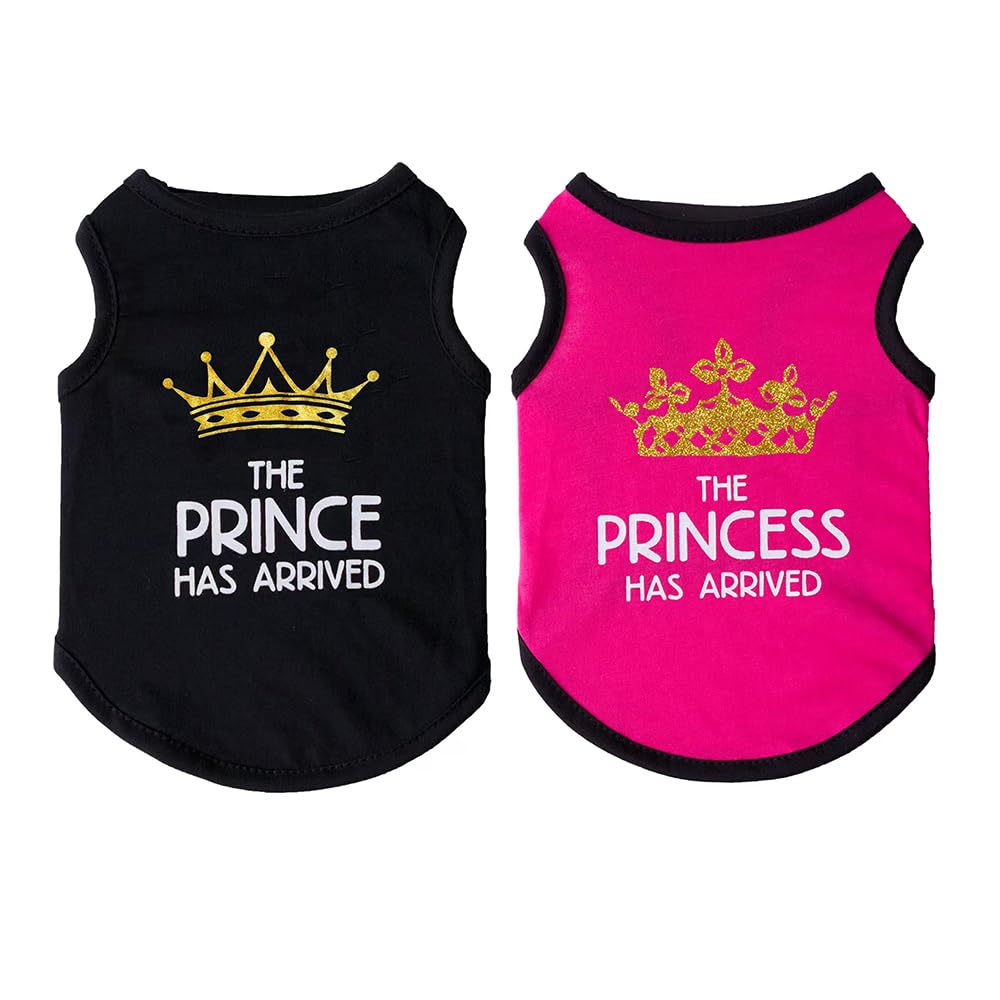 2Pcs Summer Fun Tshirt For Small Dogs Cats - Lightweight Breathable Anti-Fade Soft Non-Irritating Pet Shirts With Flash Crown De