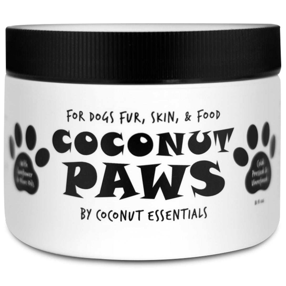 Coconut Paws Coconut Oil For Dogs Skin And Coat, Itching Relief, Hot Spot Treatment, Hair Loss, Aceite De Coco Para Perros | W/Olive & Sunflower Oils | Vet Recommended 8Oz - Coconut Essentials