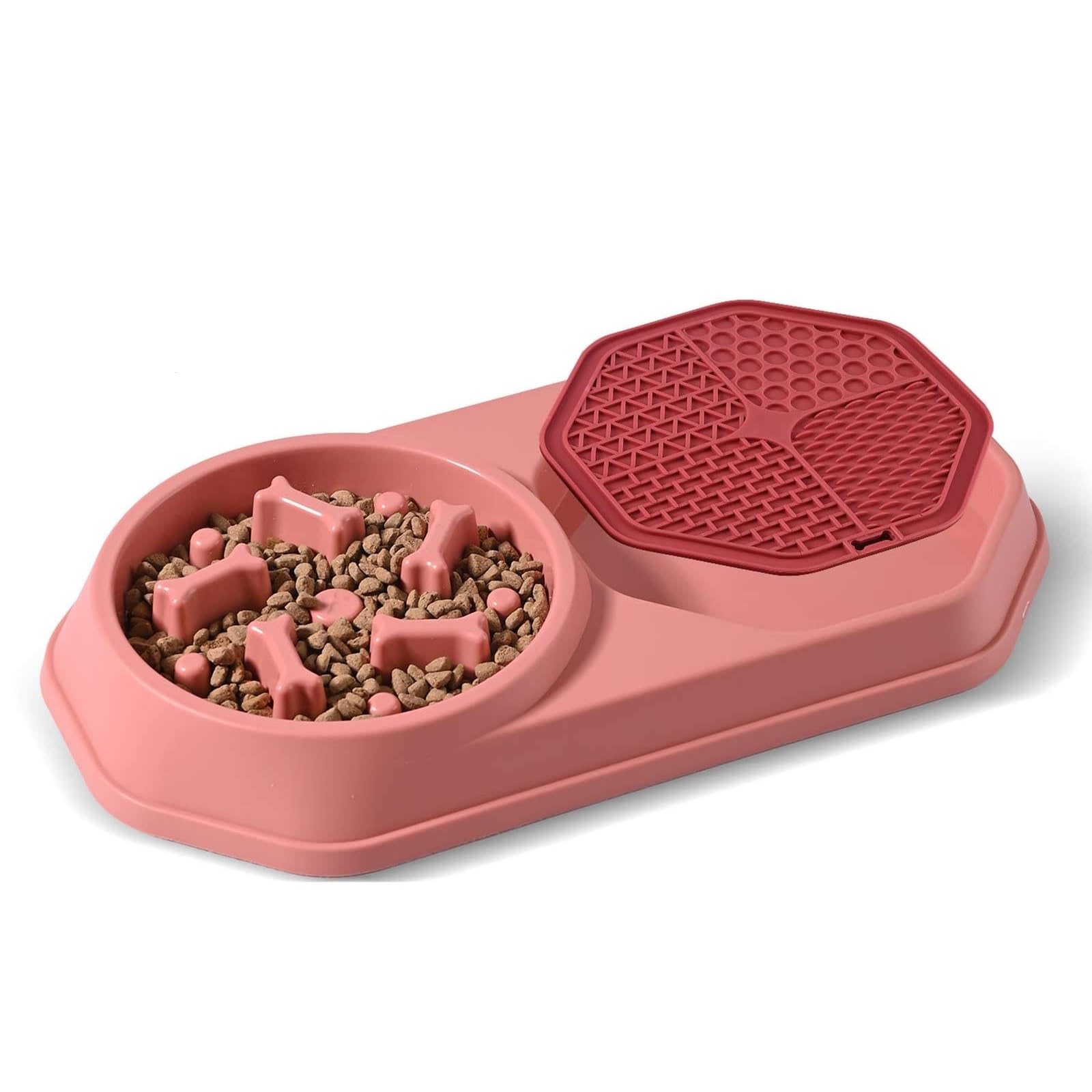 Credly 2In1 Pet Slow Feeder Bowl And Lick Mat Combo DualDesign Dog & Cat Enrichment Feeding Station For Anxiety Relief & Bloa