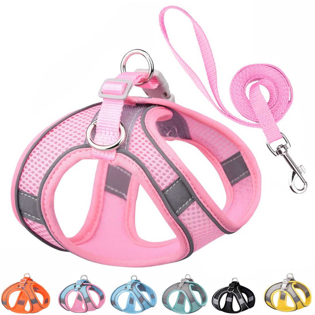 Small Dog Harness And Leash Set, No-Pull Puppy Harness For Outdoor Walking, Breathable Mesh Reflective Cats Vest For Xxs Xs Smal