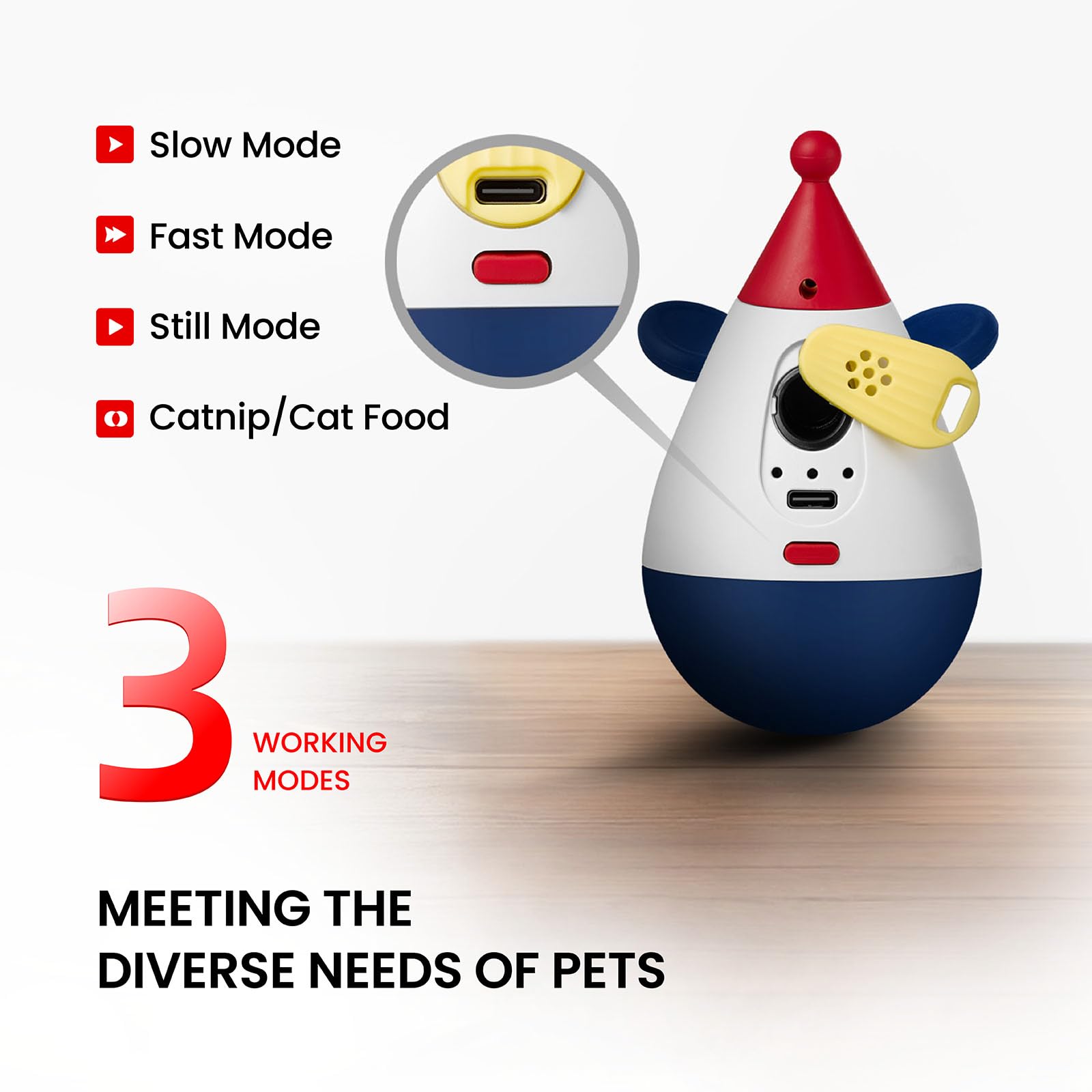 Duepay Cat Laser Toy Automatic Interactive Cat Toy With Random Trajectory Usb-Rechargeable Wobble Cat Toy With Three Random Mode