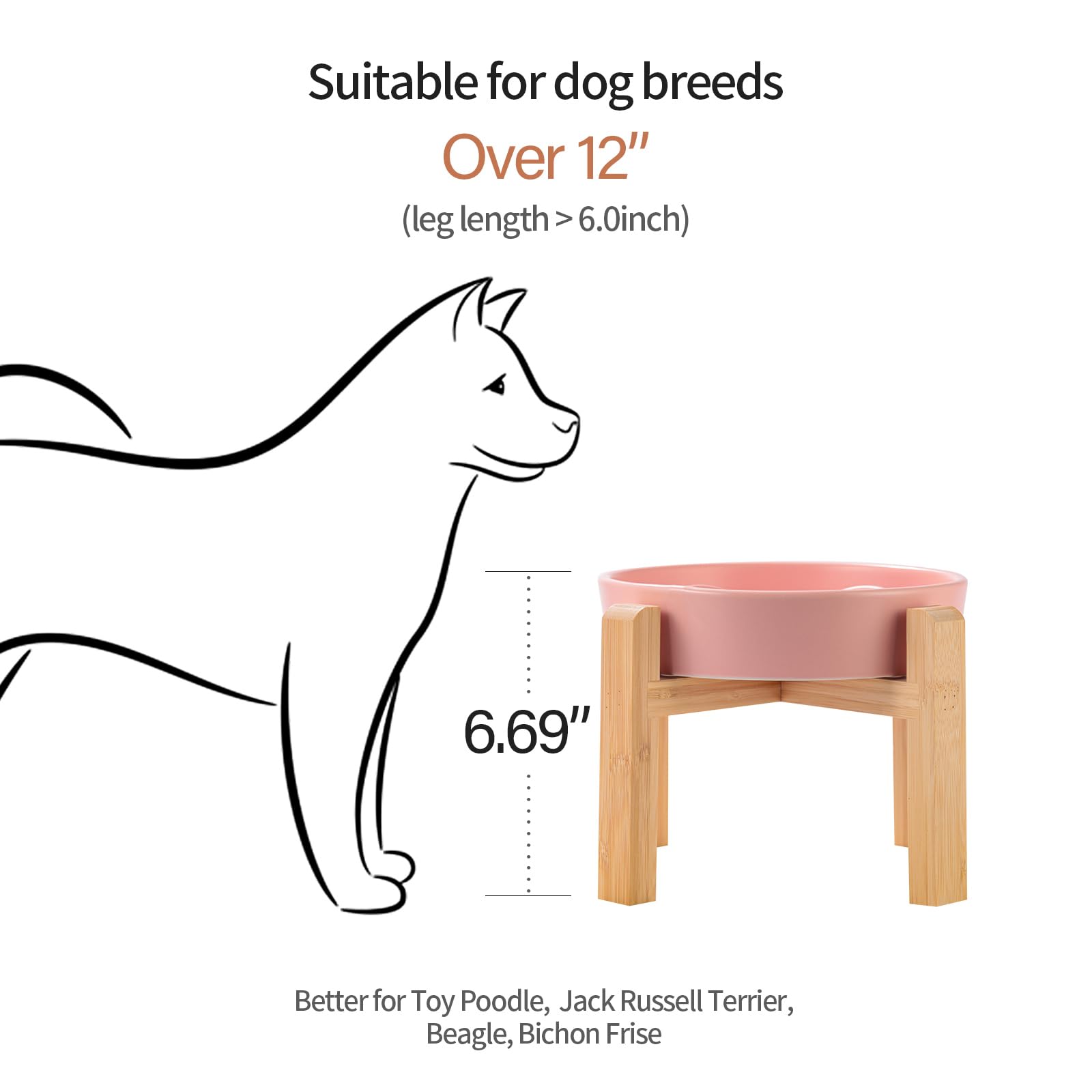 Pink Ceramic Dog Bowl Slow Feeder for Medium and Large Breed,Elevated/Raised 1.5 Cup 8.26 in Slow Feeding Bowl,Puzzle Dog Food B