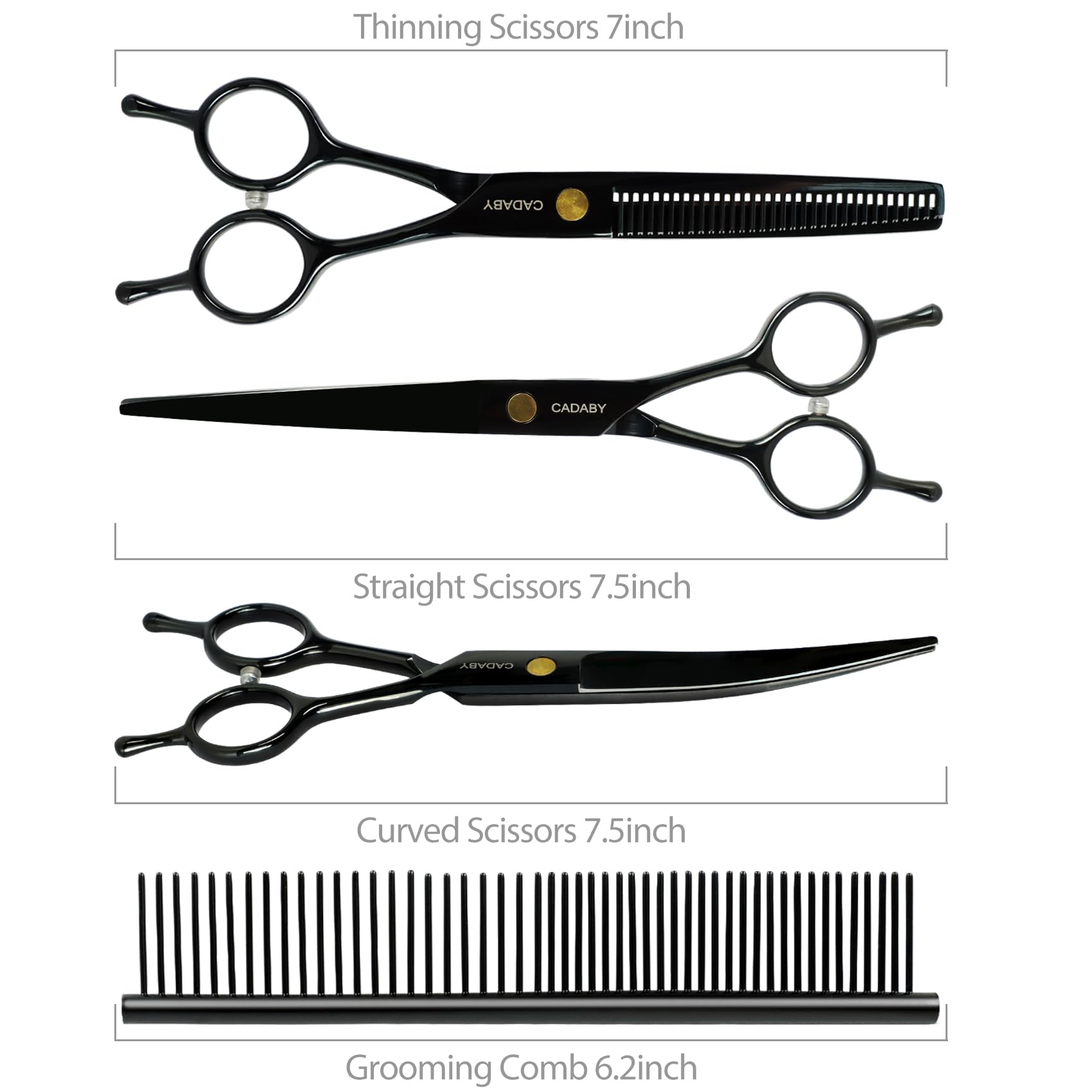 Cadaby Dog Grooming Scissors Kit With Blunt Tips, 5 In 1 Professional Dog Shears For Grooming, 4Cr Stainless Steel Pet Scissors,