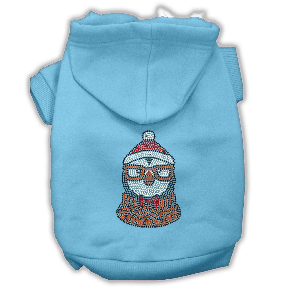 Christmas Pet Dog & Cat Hoodie Screen Printed, 'Hipster Penguin' Purple Md (6-10 Lbs.)