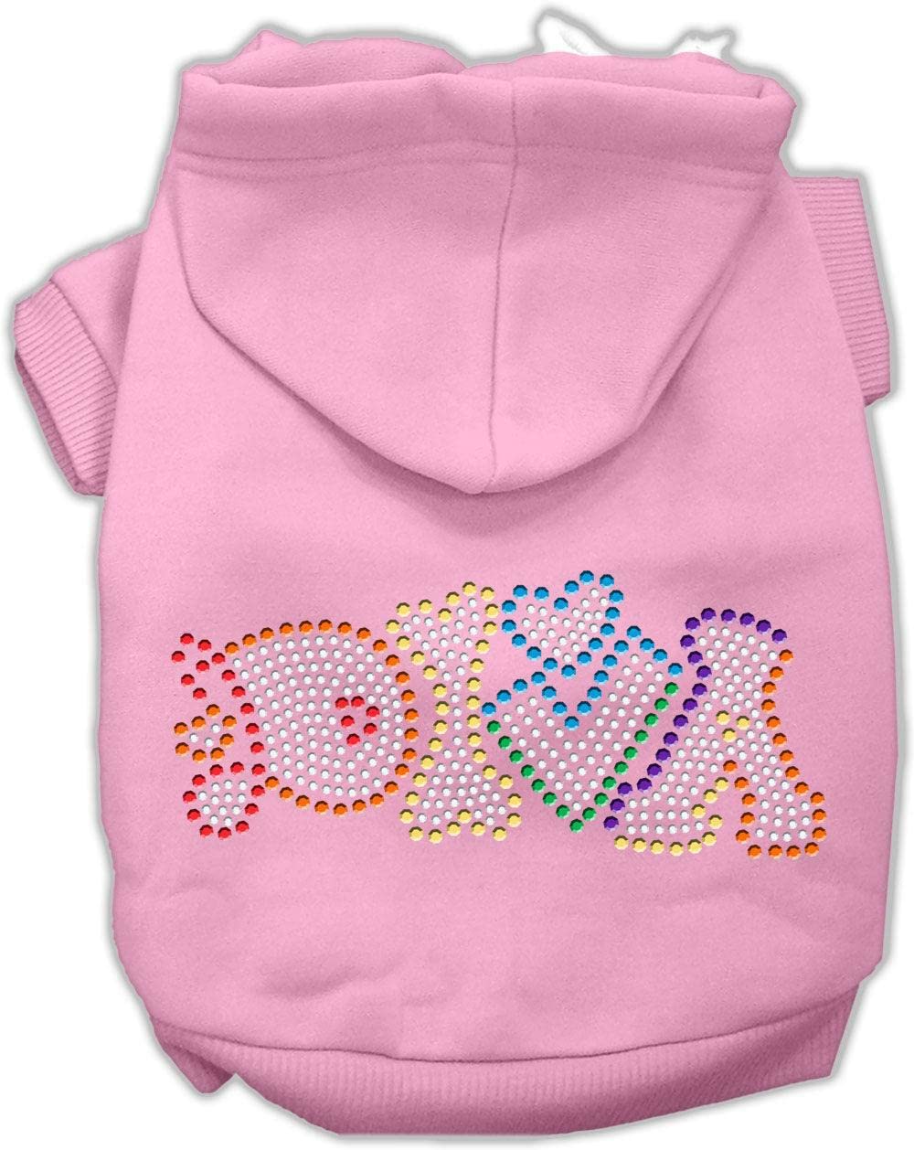 Pet, Dog & Cat Hoodie Rhinestone, 'Technicolor Diva' Light Pink 2Xl (20-25 Lbs.)