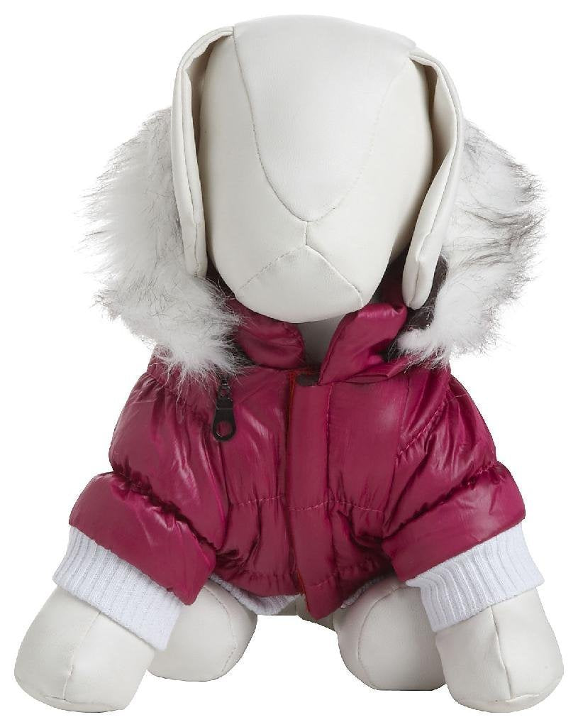 Pet Life Fashion Parka with Removable Hood - Pink Metallic - Medium