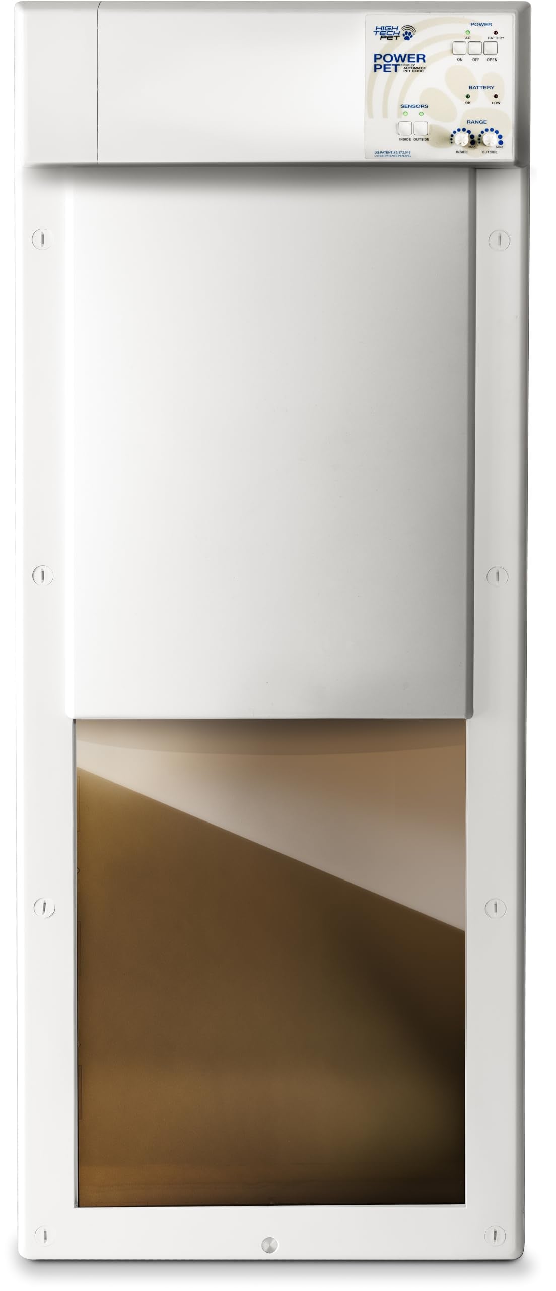 High Tech Pet Power Pet Large Electronic Pet Door PX-2 - White & Brown, Plastic, Ideal for Large Pets