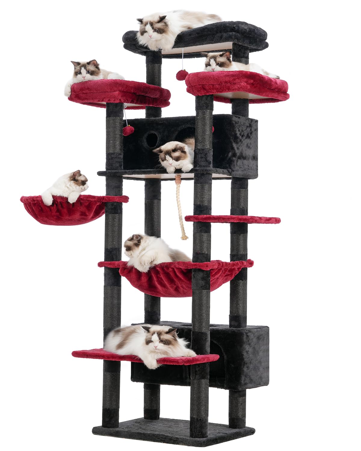 Gitelsnour Cat Tree For Indoor Cats Large Adult, 74'' Cat Tower For With 3 Big Platforms, 2 Baskets, 2 Condos, Multi-Level Cat S
